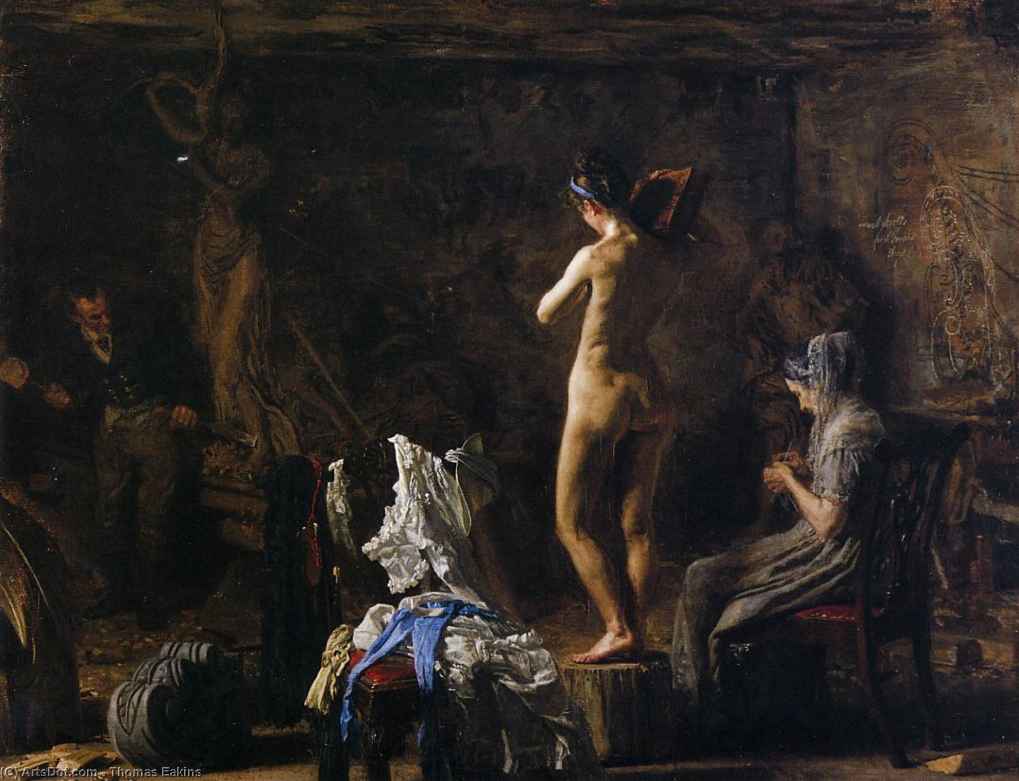 Wikioo.org - The Encyclopedia of Fine Arts - Painting, Artwork by Thomas Eakins - William Rush Carving His Allegorical Figure of the Schuykill River
