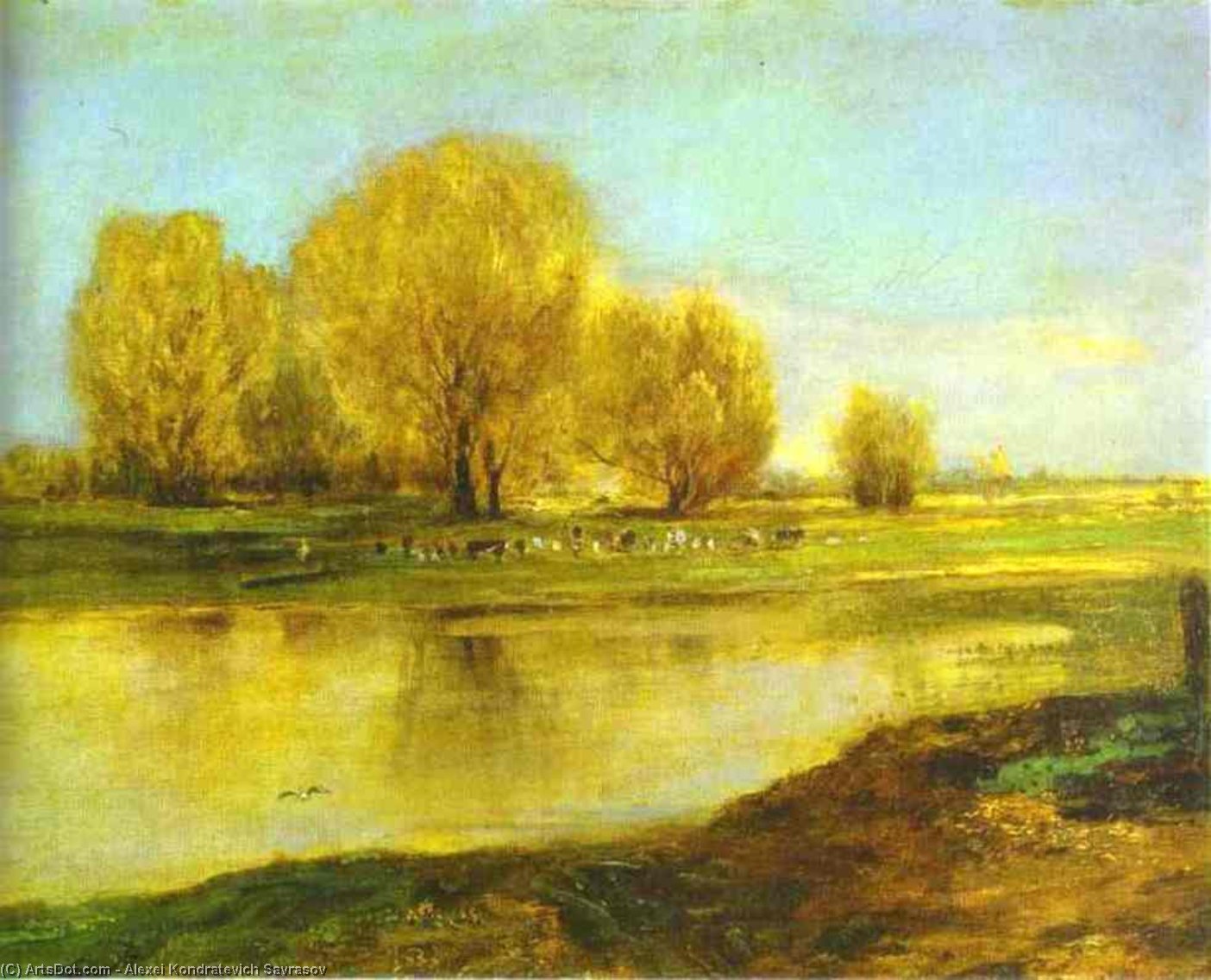 Wikioo.org - The Encyclopedia of Fine Arts - Painting, Artwork by Alexei Kondratyevich Savrasov - Willows by a Pond