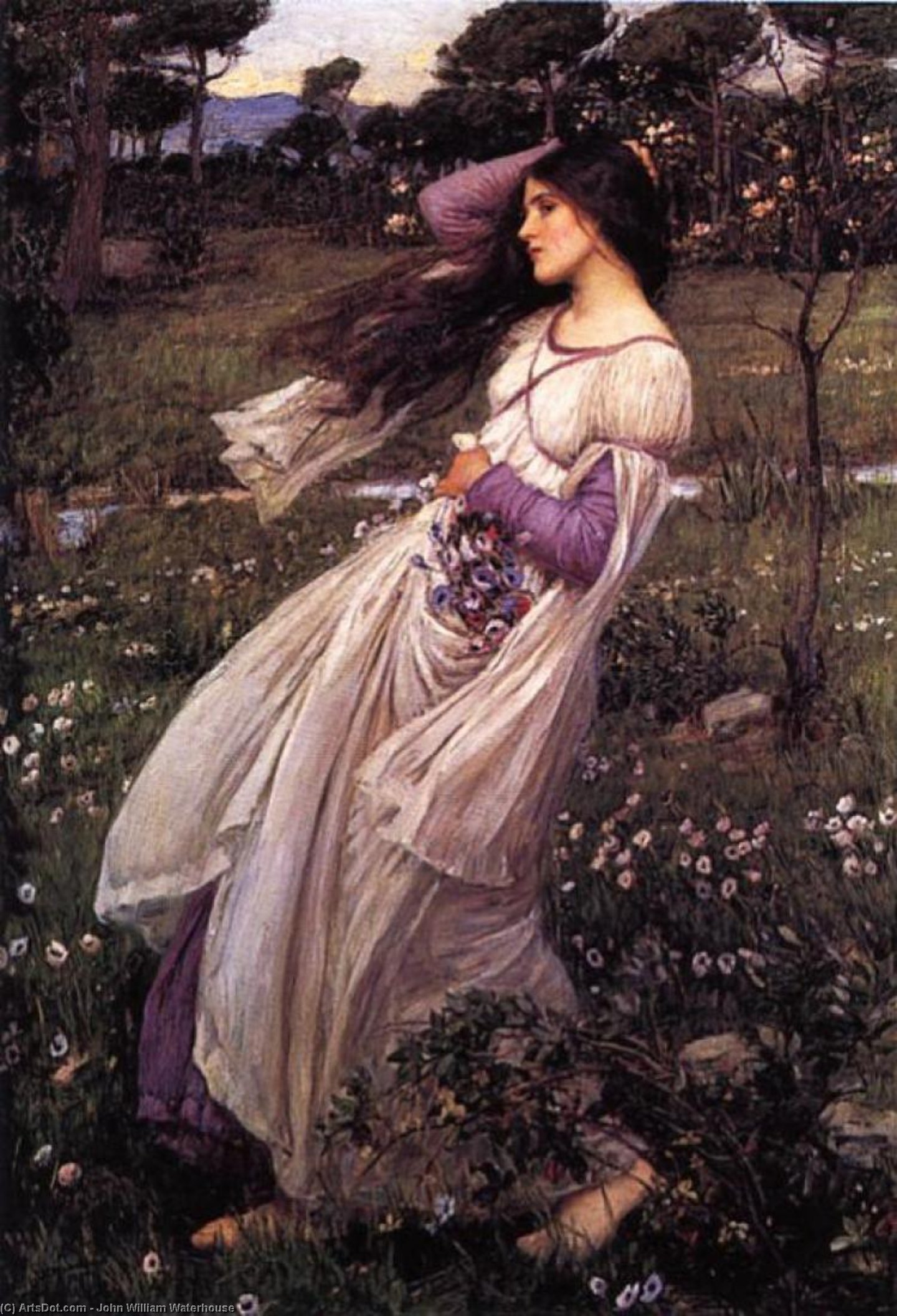 WikiOO.org - Encyclopedia of Fine Arts - Maľba, Artwork John William Waterhouse - Windflowers