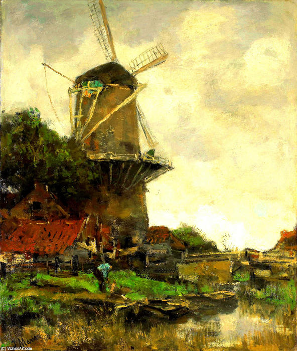 WikiOO.org - Εγκυκλοπαίδεια Καλών Τεχνών - Ζωγραφική, έργα τέχνης Jacob Henricus Maris - Windmill