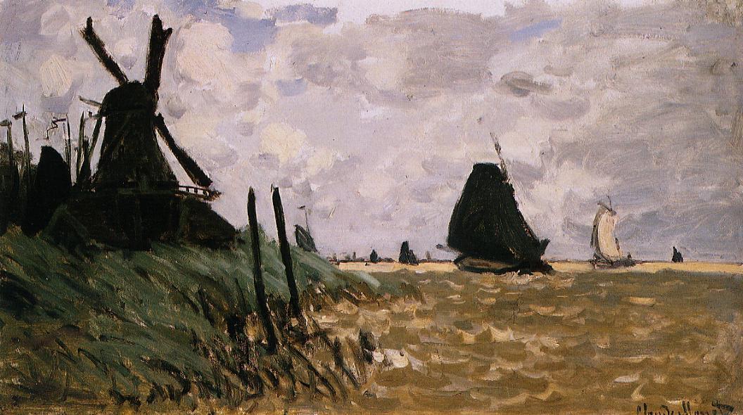 WikiOO.org - Encyclopedia of Fine Arts - Maleri, Artwork Claude Monet - Windmill near Zaandam