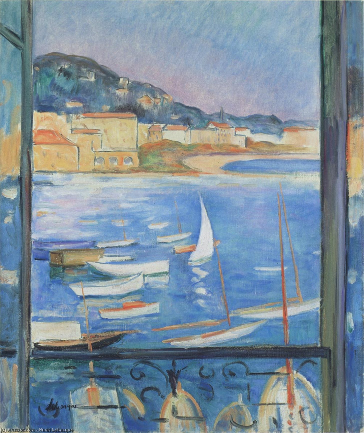 Wikoo.org - موسوعة الفنون الجميلة - اللوحة، العمل الفني Henri Lebasque - Window overlooking the port
