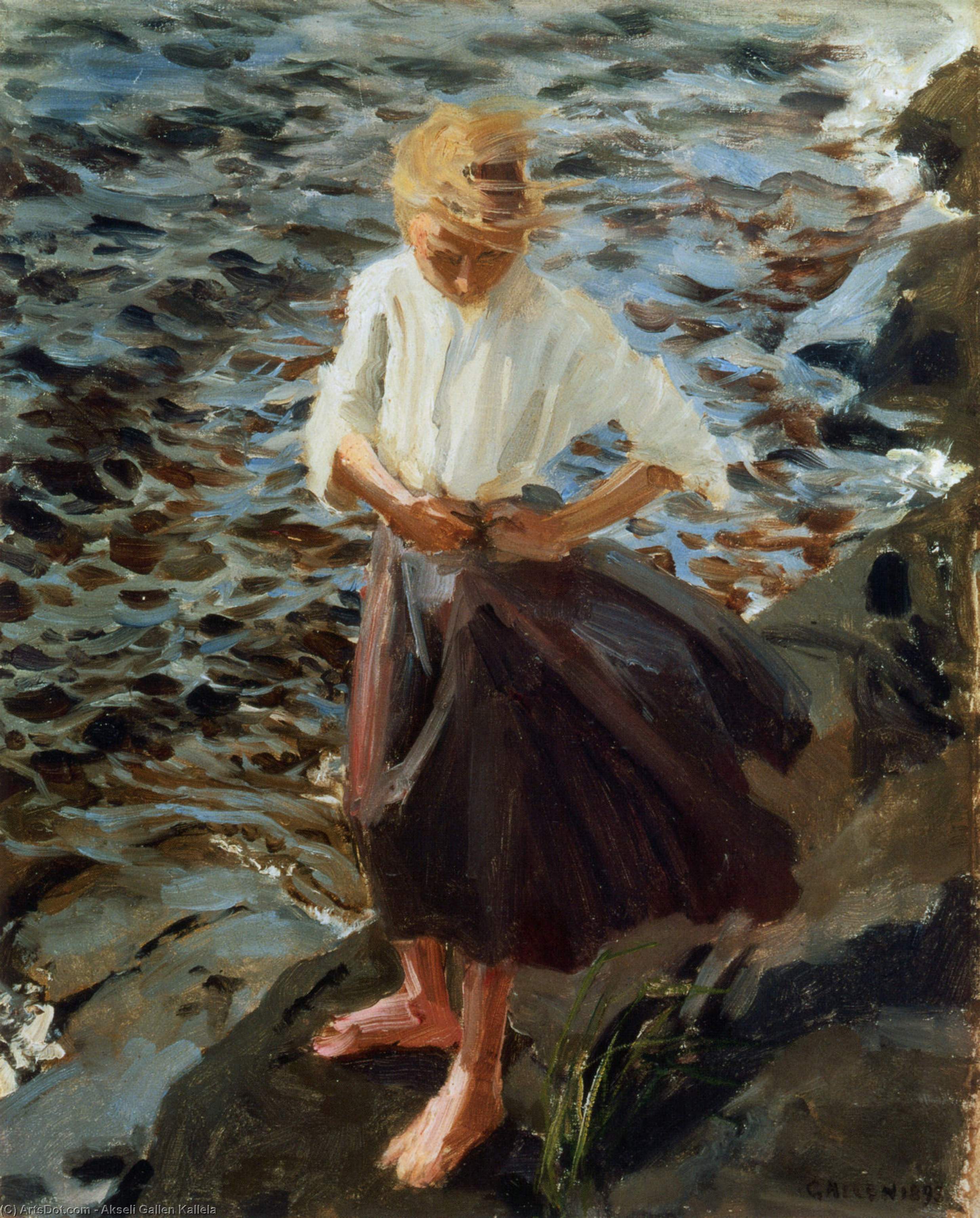 WikiOO.org - Encyclopedia of Fine Arts - Maleri, Artwork Akseli Gallen Kallela - Windswept Girl