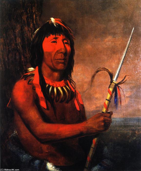 Wikioo.org - The Encyclopedia of Fine Arts - Painting, Artwork by Charles Deas - Winnebago with Bear-Claw Necklace and Spear