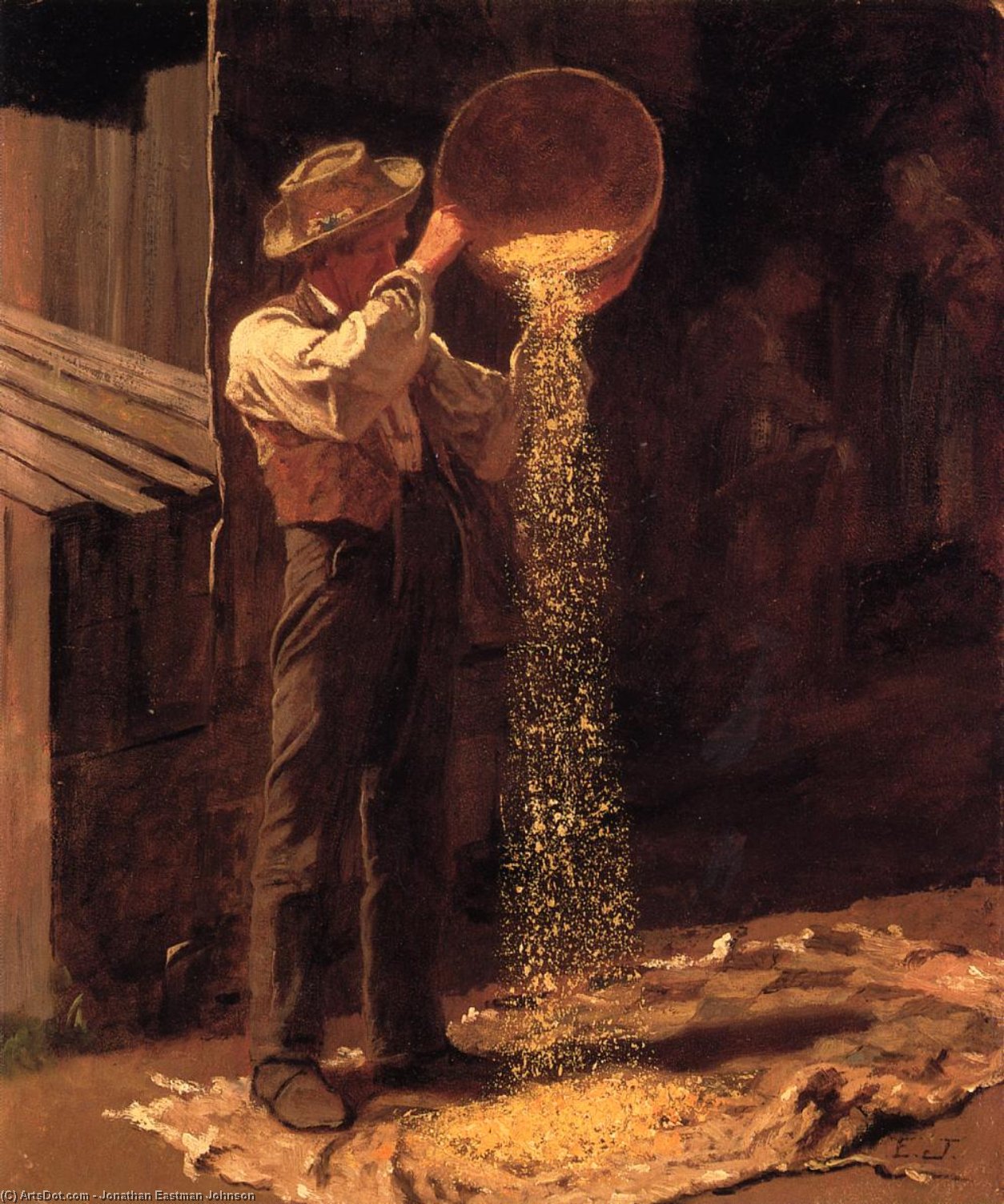 Wikioo.org – L'Enciclopedia delle Belle Arti - Pittura, Opere di Jonathan Eastman Johnson - Vagliatura del grano