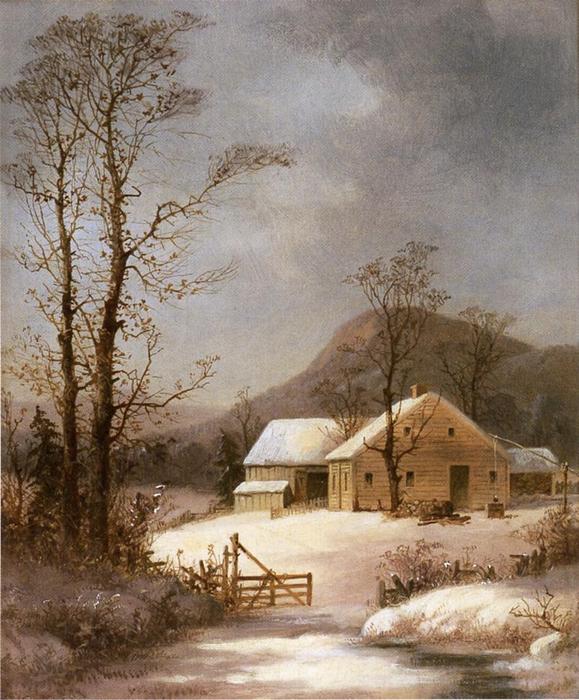 WikiOO.org - Encyclopedia of Fine Arts - Festés, Grafika George Henry Durrie - Winter Farmyard