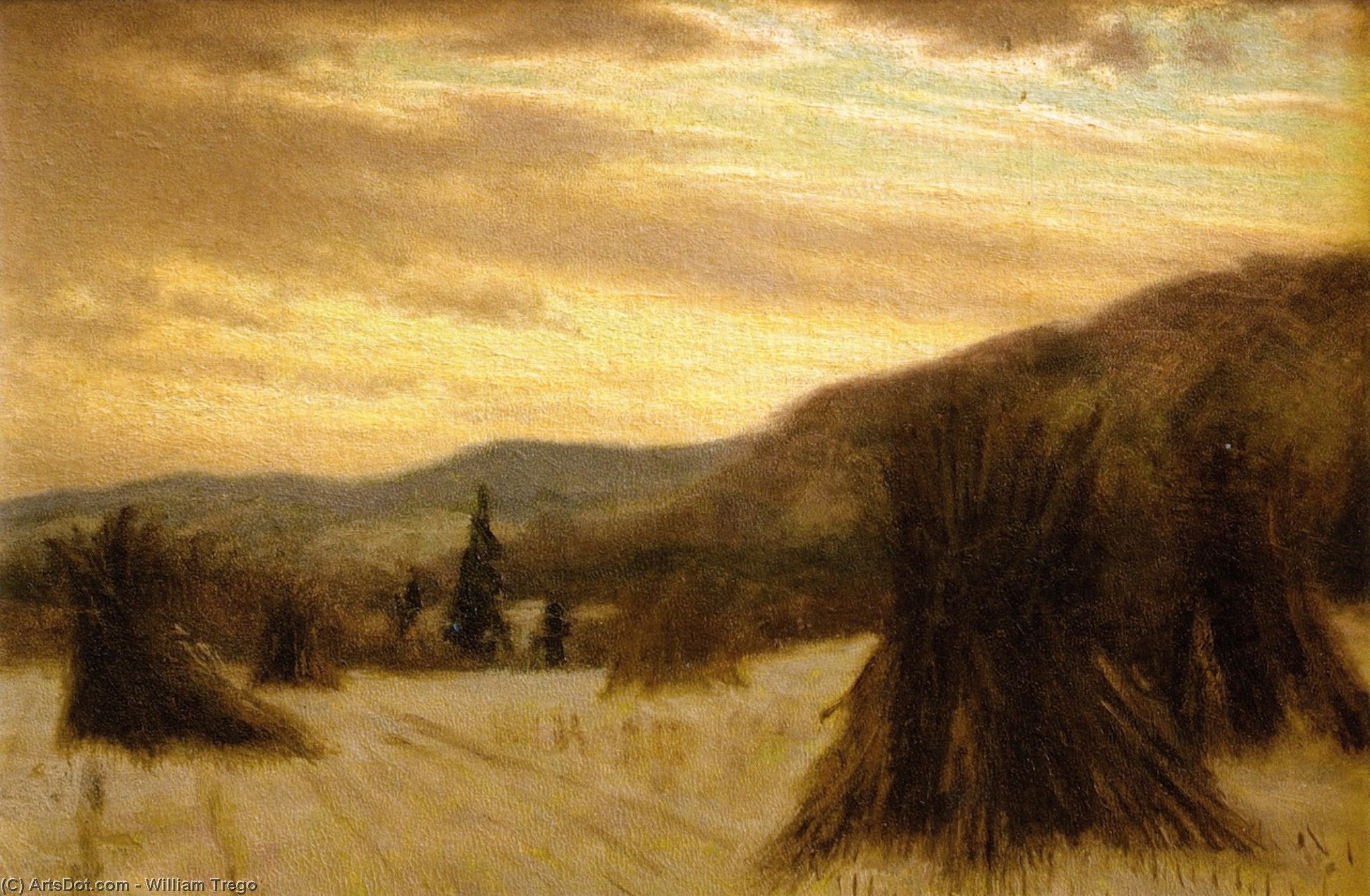 Wikioo.org – La Enciclopedia de las Bellas Artes - Pintura, Obras de arte de William Trego - De invierno colinas por encima de sellersville