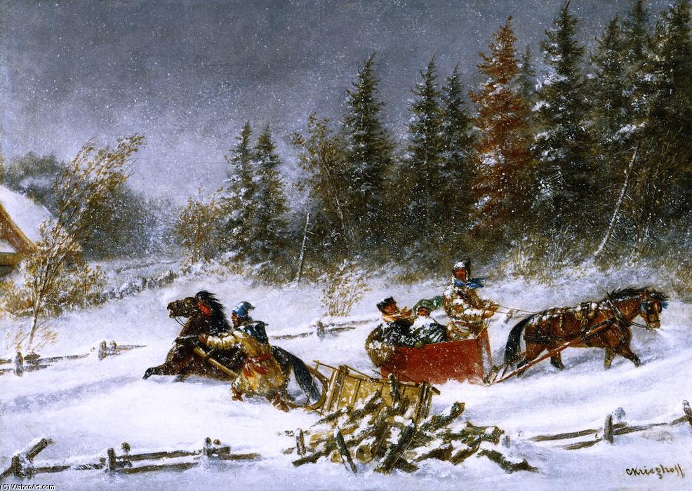 WikiOO.org - Enciklopedija dailės - Tapyba, meno kuriniai Cornelius David Krieghoff - A Winter Incident