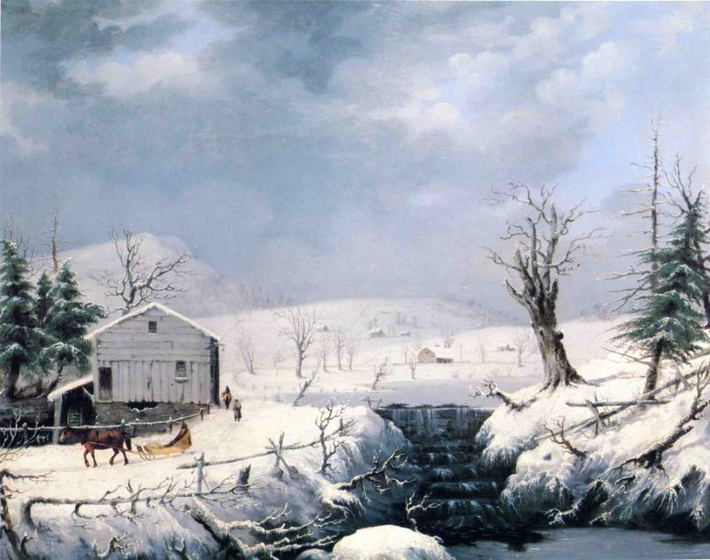 Wikioo.org - The Encyclopedia of Fine Arts - Painting, Artwork by George Henry Durrie - Winter in New England