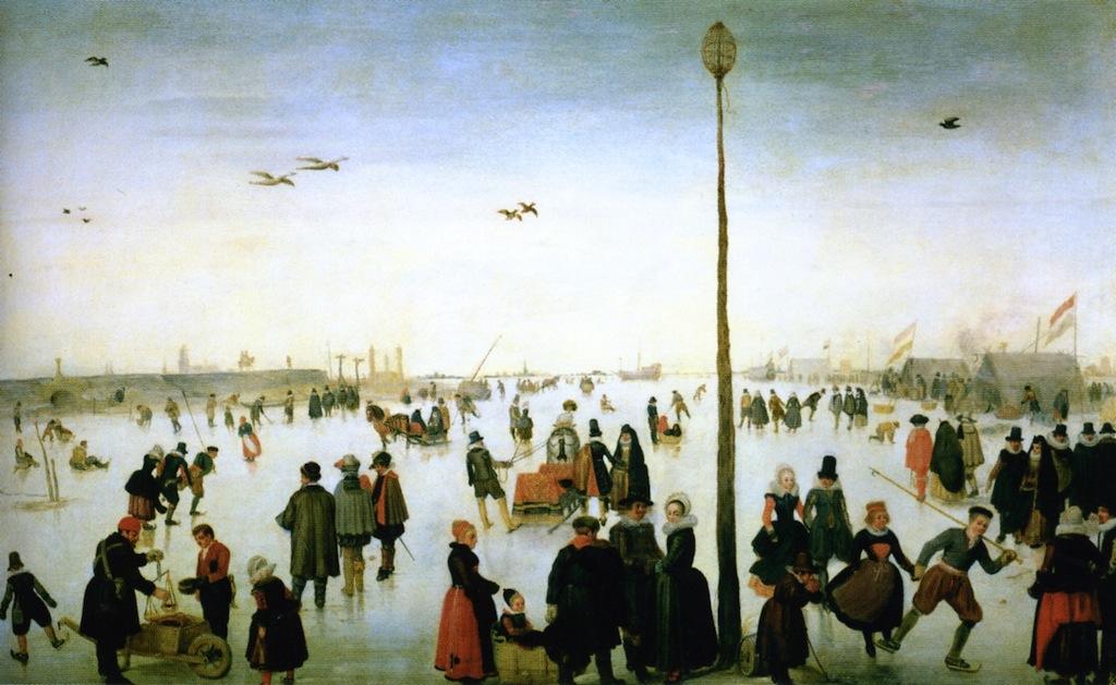 Wikioo.org - The Encyclopedia of Fine Arts - Painting, Artwork by Hendrick Avercamp - Winter Landscape with a Frozen River and Figures