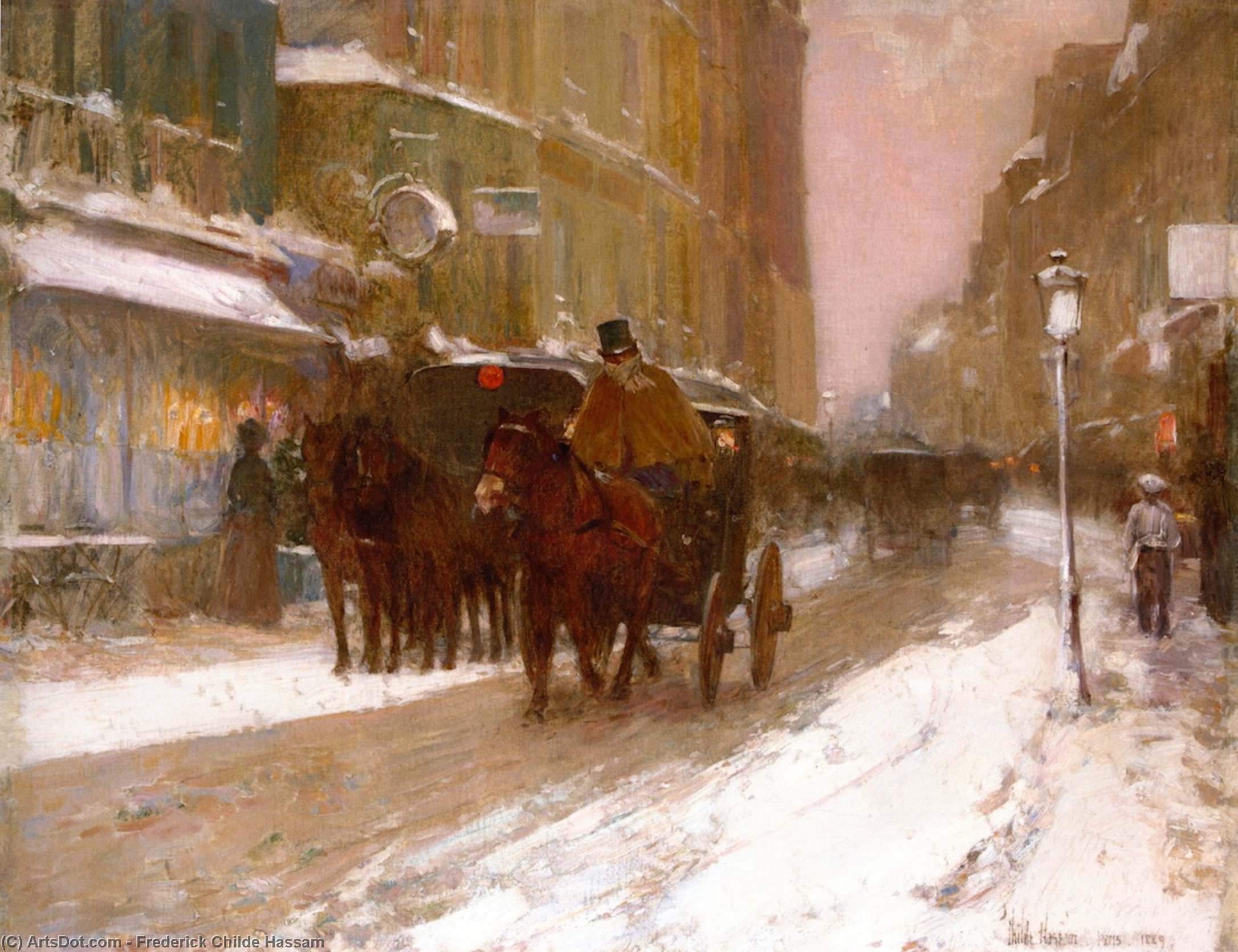 Wikioo.org - The Encyclopedia of Fine Arts - Painting, Artwork by Frederick Childe Hassam - Winter Nightfall in the City