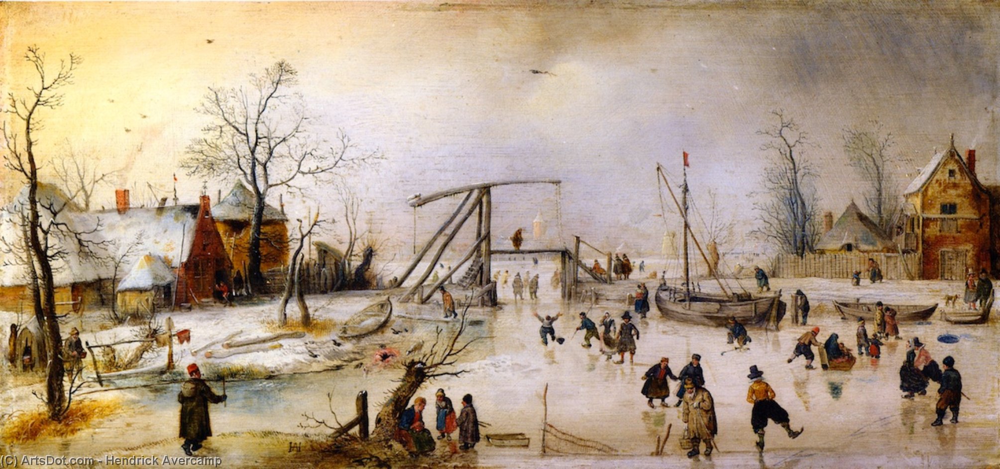 Wikioo.org - The Encyclopedia of Fine Arts - Painting, Artwork by Hendrick Avercamp - A Winter Scene