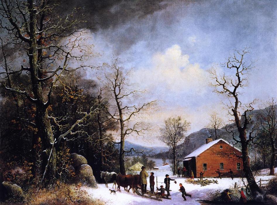 Wikioo.org - The Encyclopedia of Fine Arts - Painting, Artwork by George Henry Durrie - Winter Scene