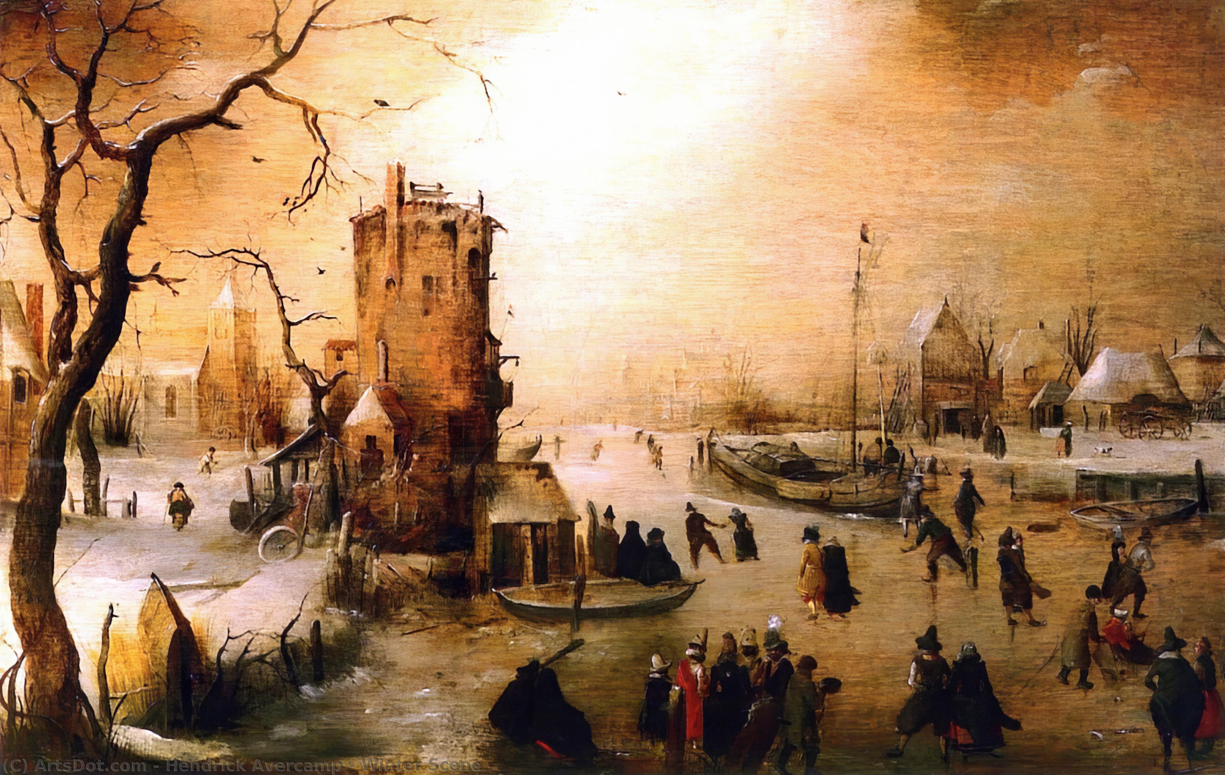 Wikioo.org - The Encyclopedia of Fine Arts - Painting, Artwork by Hendrick Avercamp - Winter Scene