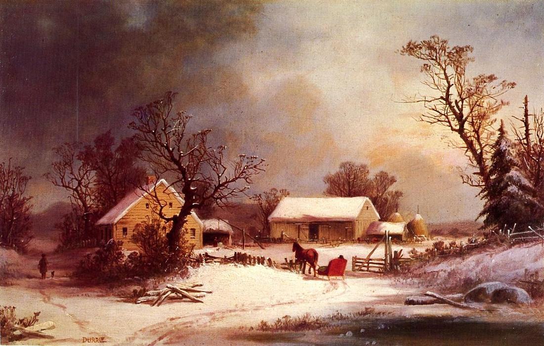 Wikioo.org - The Encyclopedia of Fine Arts - Painting, Artwork by George Henry Durrie - Winter-time on the Farm