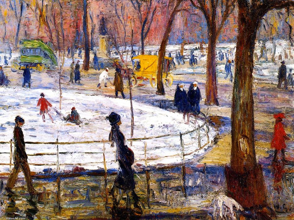 Wikioo.org - The Encyclopedia of Fine Arts - Painting, Artwork by William James Glackens - Winter, Washington Square Park