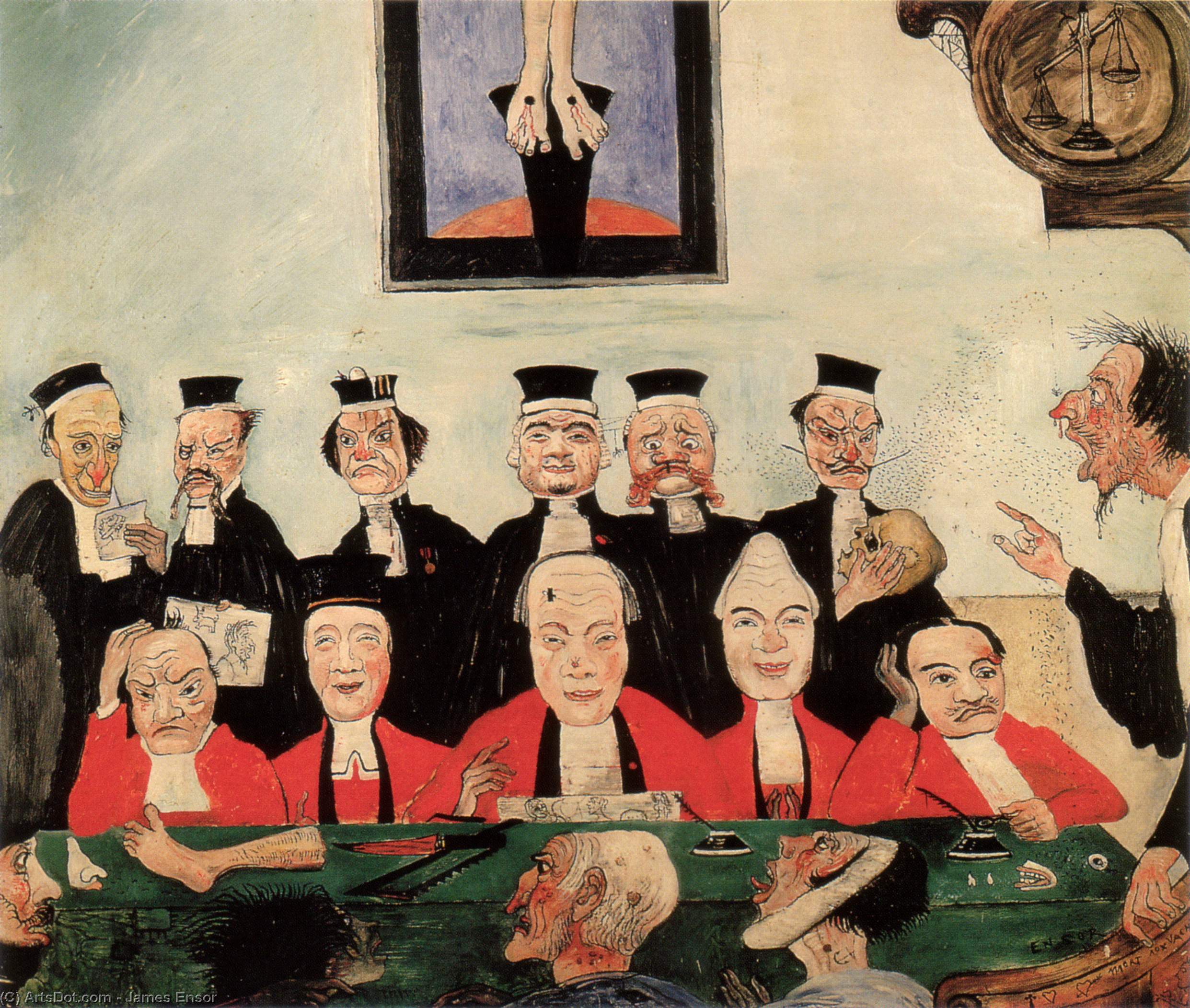 Wikoo.org - موسوعة الفنون الجميلة - اللوحة، العمل الفني James Ensor - The Wise Judges
