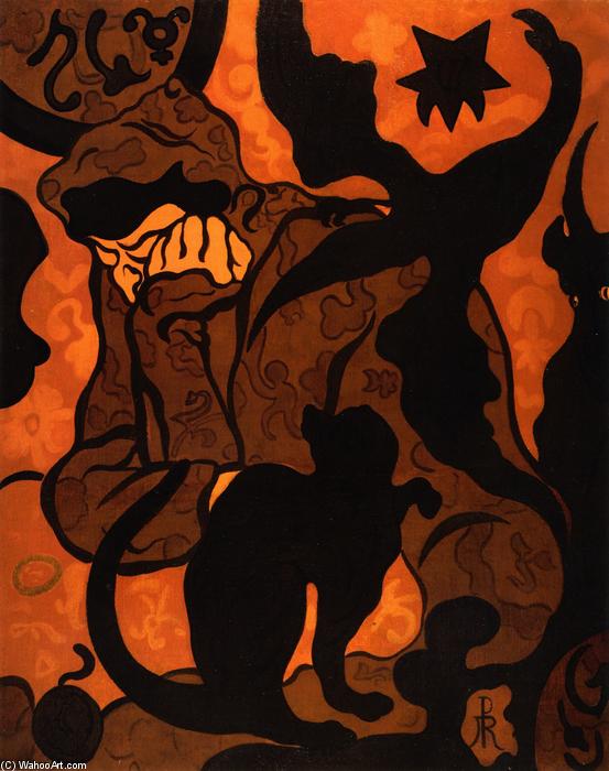 Wikioo.org - The Encyclopedia of Fine Arts - Painting, Artwork by Paul Ranson - Witch and Cat (also known as Crows)