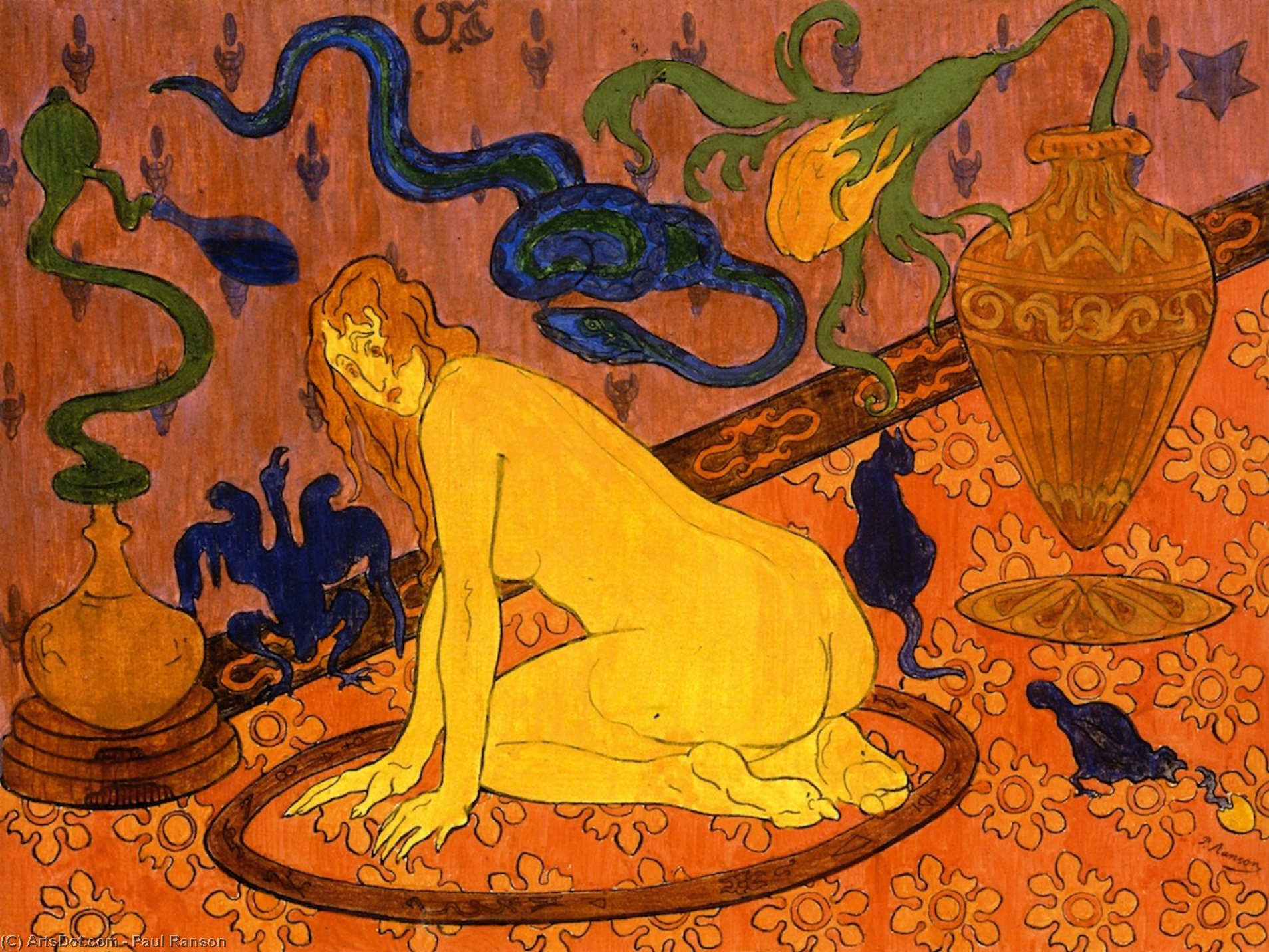Wikioo.org – La Enciclopedia de las Bellas Artes - Pintura, Obras de arte de Paul Ranson - La bruja cómo  ella  círculo