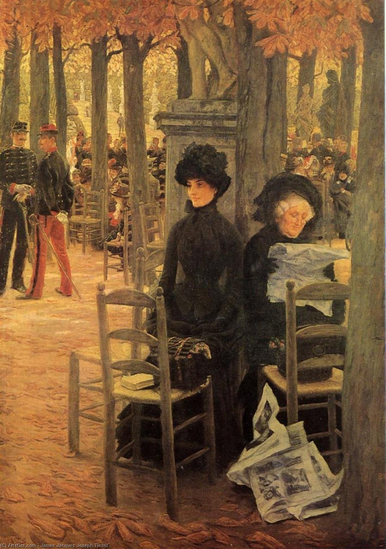 Wikioo.org - The Encyclopedia of Fine Arts - Painting, Artwork by James Jacques Joseph Tissot - Without a Dowry (also known as Sunday in the Luxembourg Gardens)