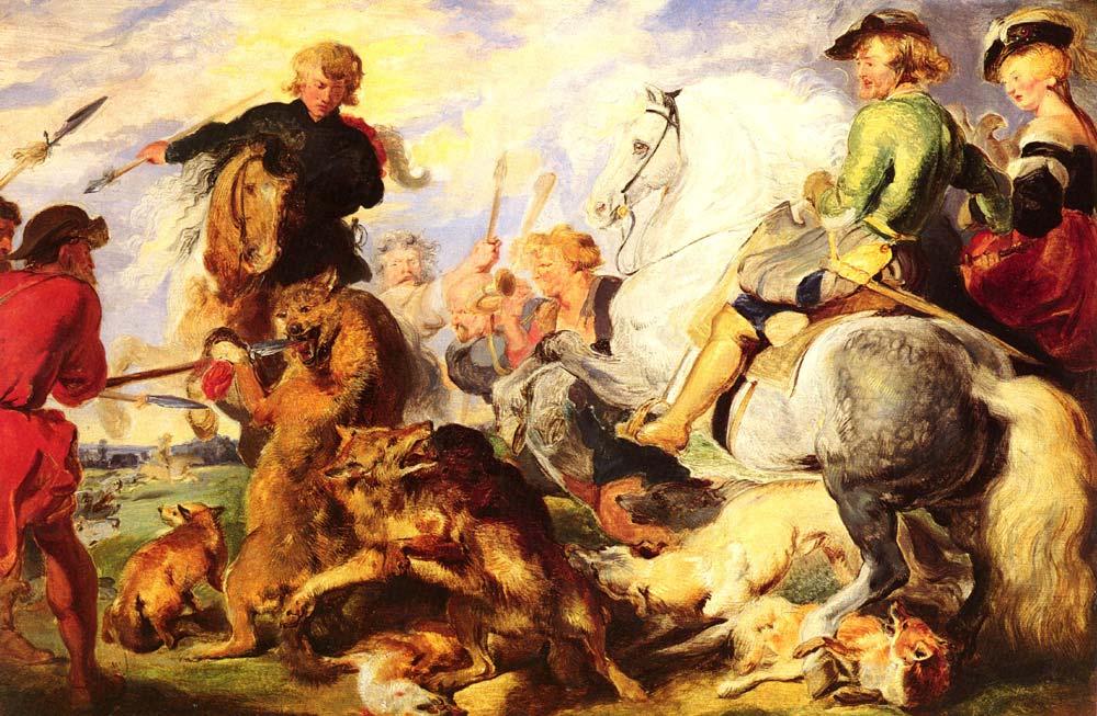 Wikioo.org - The Encyclopedia of Fine Arts - Painting, Artwork by Edwin Henry Landseer - Wolf and Fox Hunt