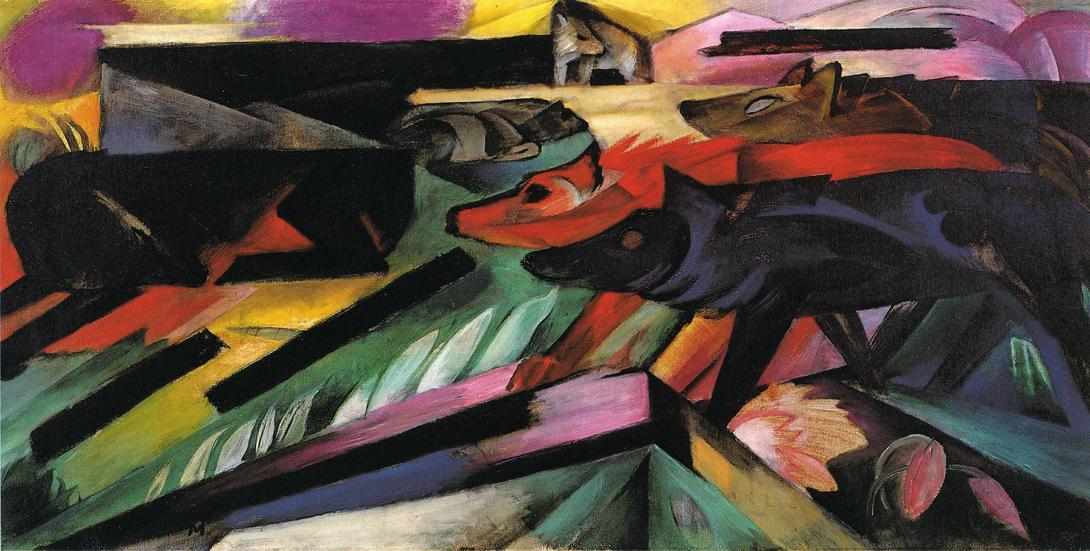 Wikioo.org - The Encyclopedia of Fine Arts - Painting, Artwork by Franz Marc - The Wolves (also known as Balkan War)