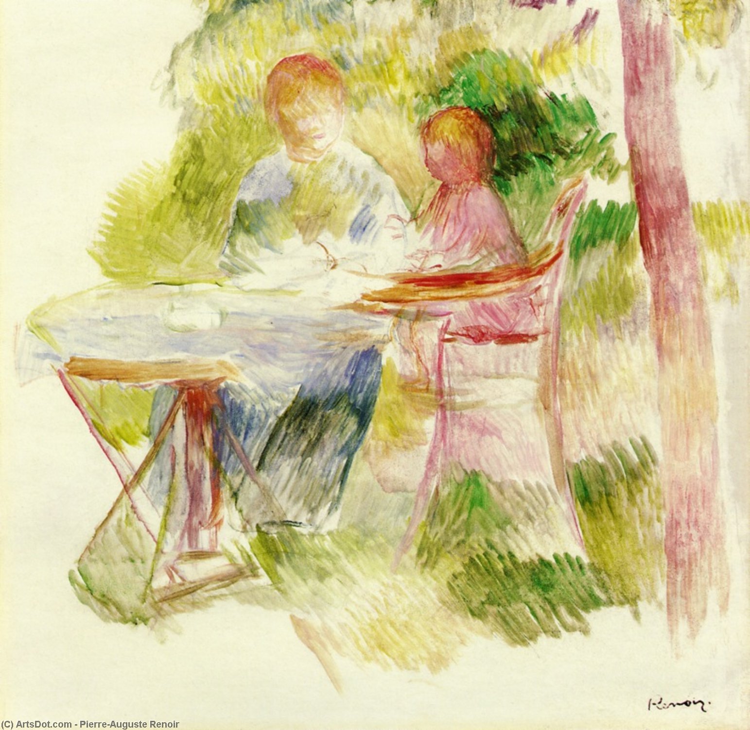 WikiOO.org - Encyclopedia of Fine Arts - Lukisan, Artwork Pierre-Auguste Renoir - Woman and Child in a Garden