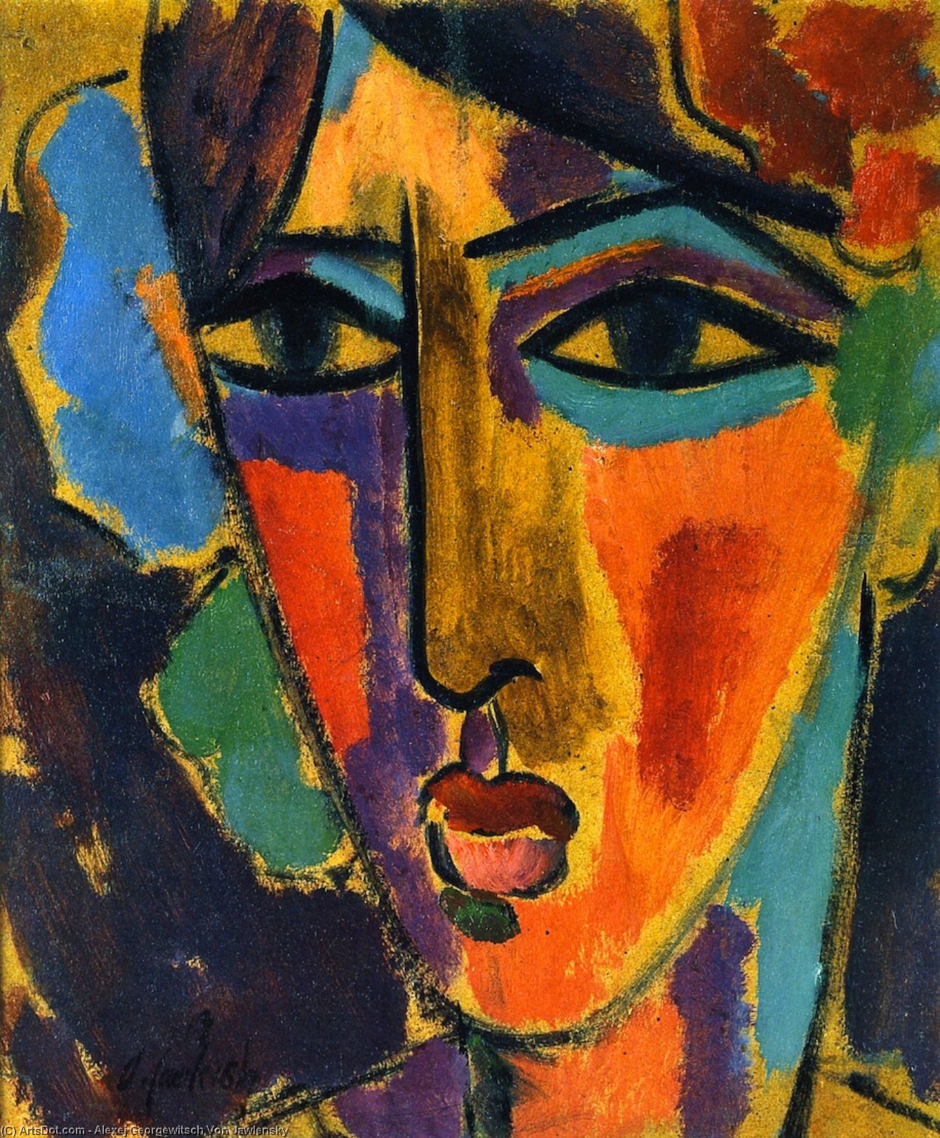 Wikioo.org - The Encyclopedia of Fine Arts - Painting, Artwork by Alexej Georgewitsch Von Jawlensky - Woman's Head