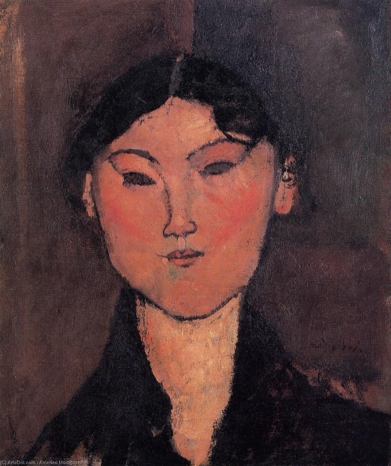 Wikioo.org - The Encyclopedia of Fine Arts - Painting, Artwork by Amedeo Modigliani - Woman's Head (also known as Rosalia)
