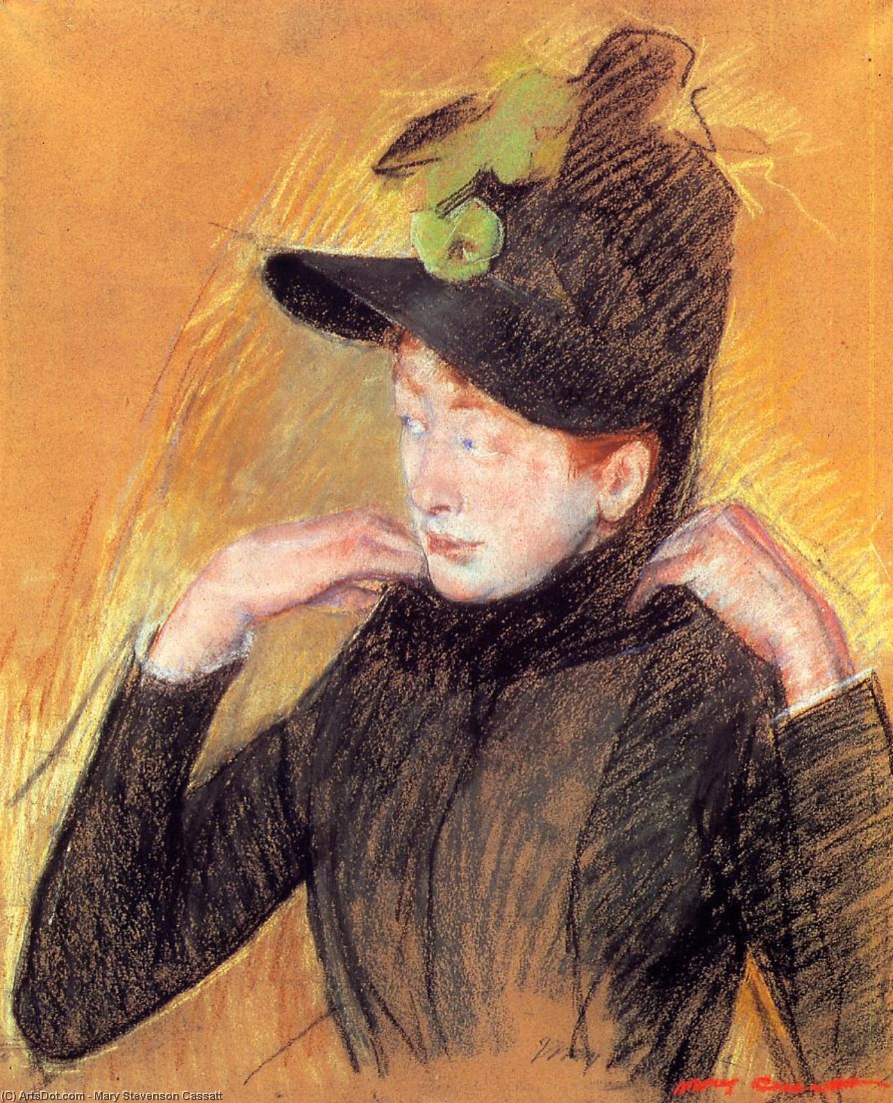 Wikioo.org – La Enciclopedia de las Bellas Artes - Pintura, Obras de arte de Mary Stevenson Cassatt - Mujer que arregla su velo