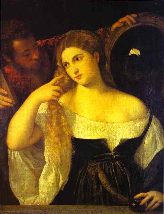 WikiOO.org - Enciklopedija dailės - Tapyba, meno kuriniai Tiziano Vecellio (Titian) - A Woman at Her Toilet