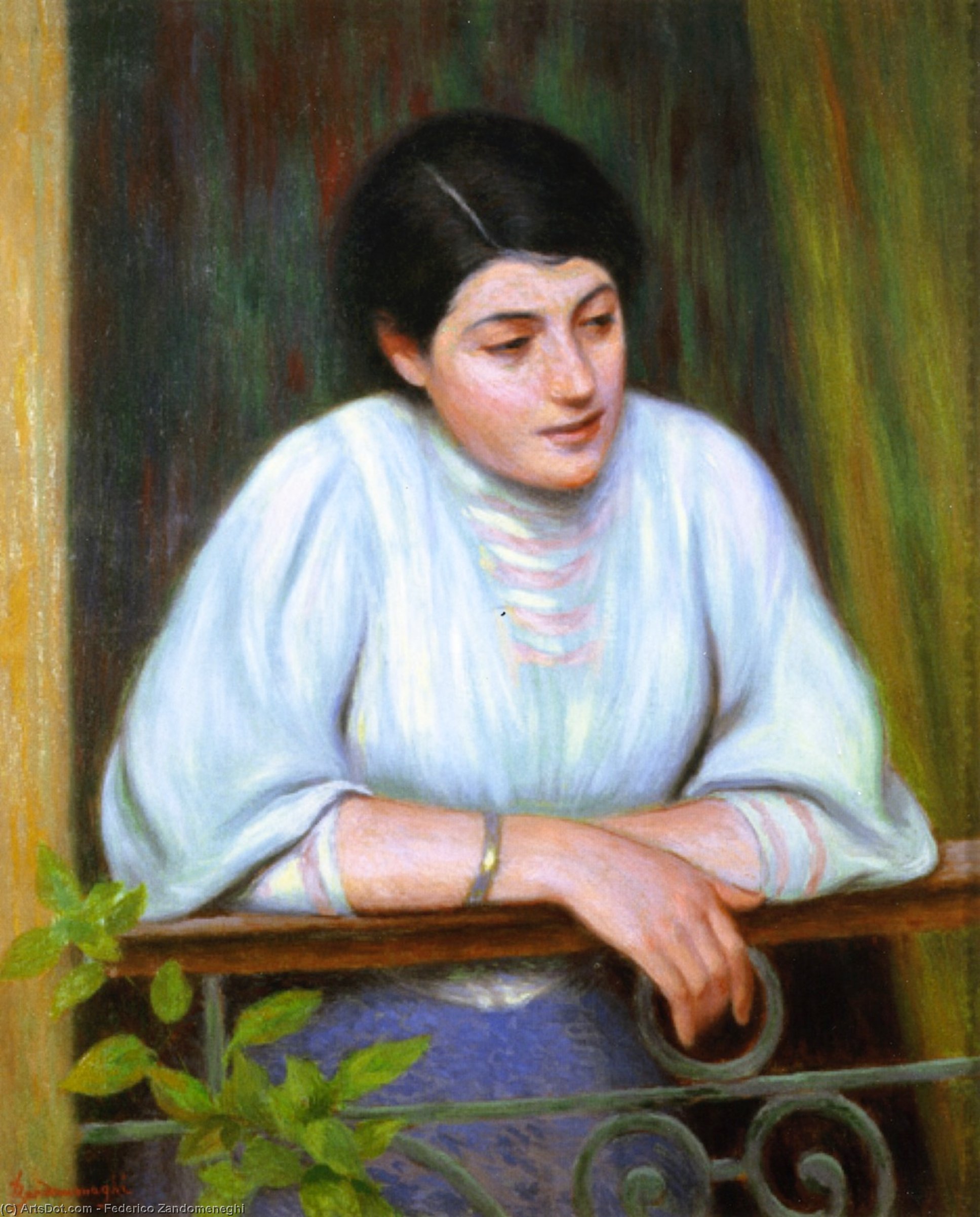 Wikioo.org - The Encyclopedia of Fine Arts - Painting, Artwork by Federico Zandomeneghi - Woman at the Window