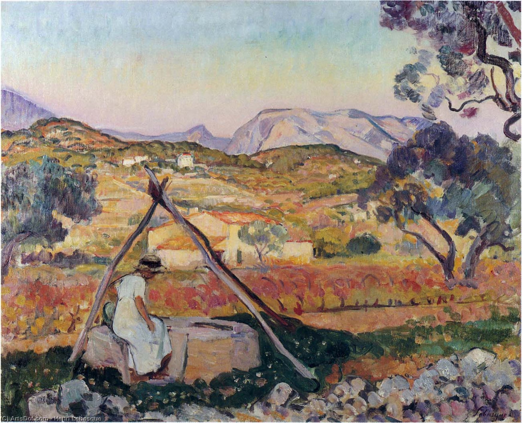 Wikioo.org - The Encyclopedia of Fine Arts - Painting, Artwork by Henri Lebasque - Woman by a Fountain in Provence