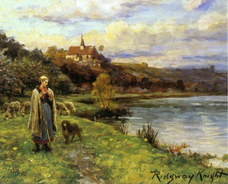 WikiOO.org - Εγκυκλοπαίδεια Καλών Τεχνών - Ζωγραφική, έργα τέχνης Daniel Ridgway Knight - Woman by the Water