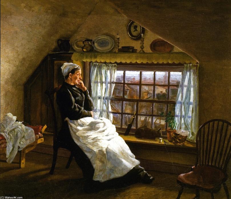 Wikioo.org - The Encyclopedia of Fine Arts - Painting, Artwork by William Trego - Woman by the Window (also known as Hannah's at the Window Binding Shoes (1st version))