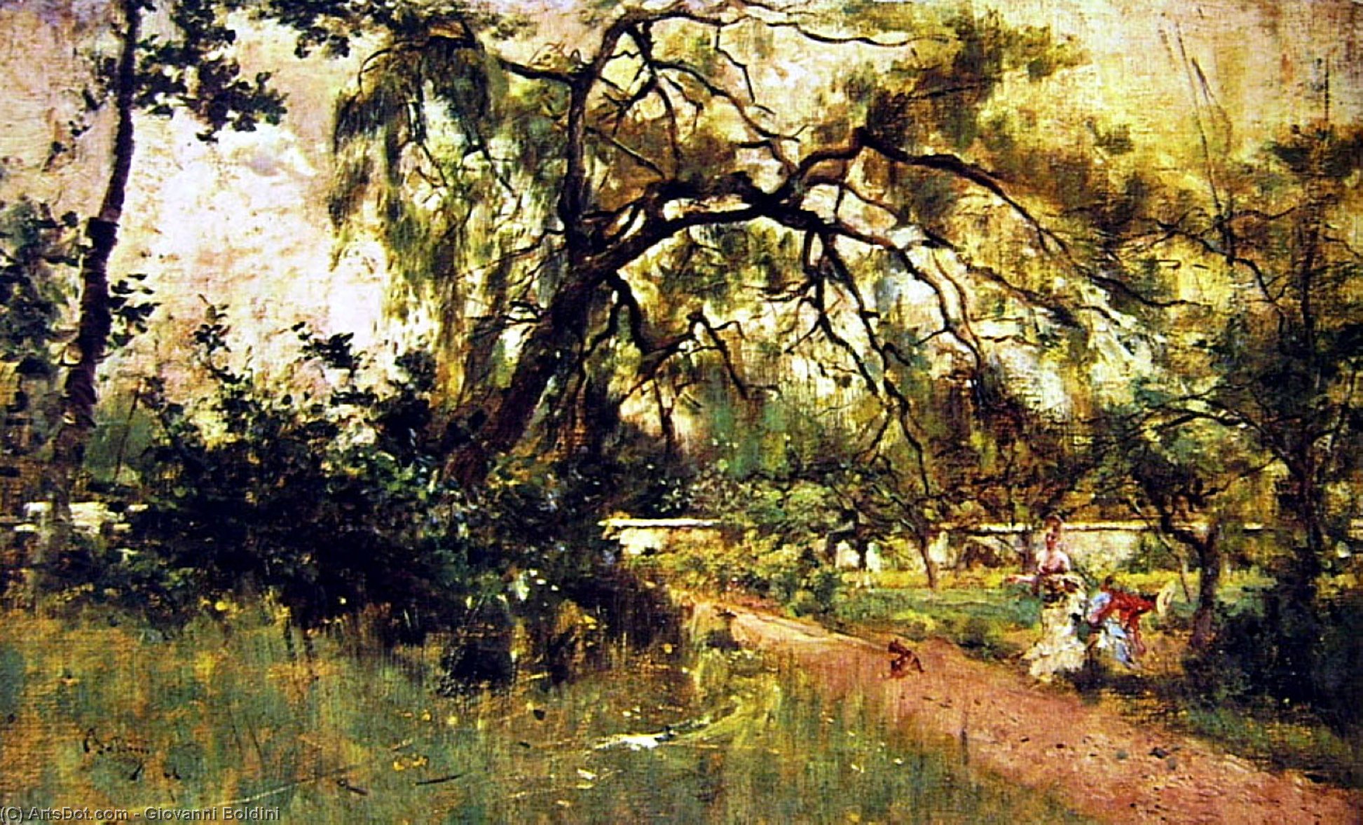 Wikioo.org - The Encyclopedia of Fine Arts - Painting, Artwork by Giovanni Boldini - Women's Figures in the Park