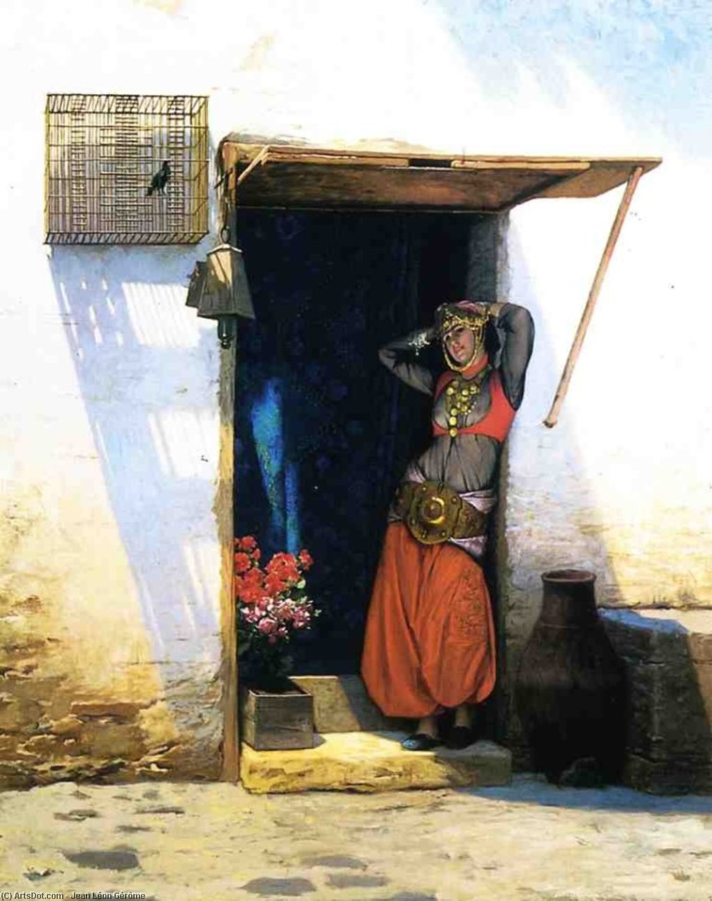 Wikioo.org - The Encyclopedia of Fine Arts - Painting, Artwork by Jean Léon Gérôme - Woman from Cairo at Her Door