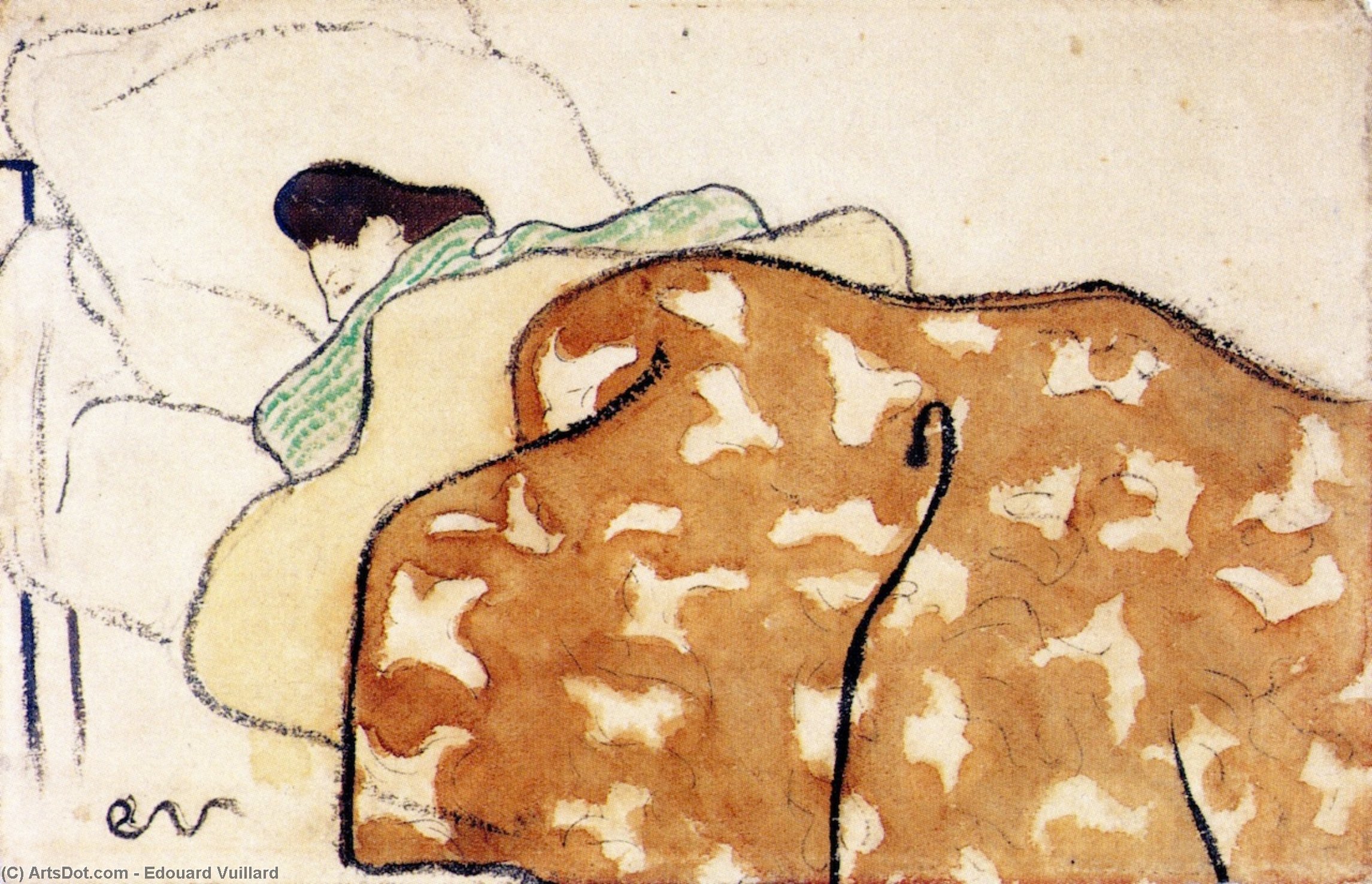 WikiOO.org - Encyclopedia of Fine Arts - Lukisan, Artwork Jean Edouard Vuillard - Woman in Bed