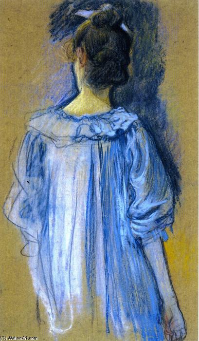 Wikioo.org – La Enciclopedia de las Bellas Artes - Pintura, Obras de arte de Theo Van Rysselberghe - mujer en azul visto  de  atrás