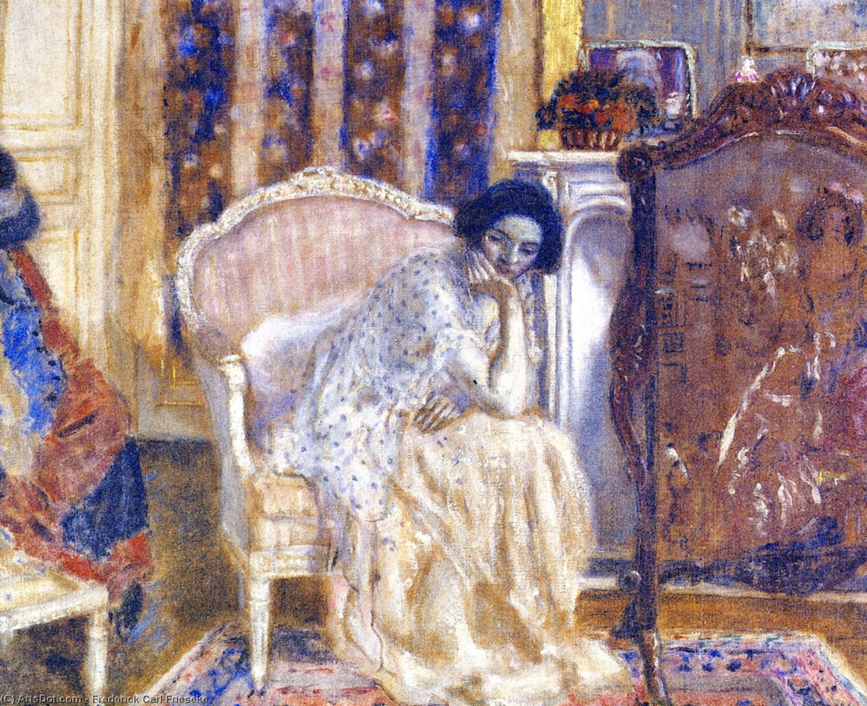 WikiOO.org - Encyclopedia of Fine Arts - Maleri, Artwork Frederick Carl Frieseke - Woman in Boudoir