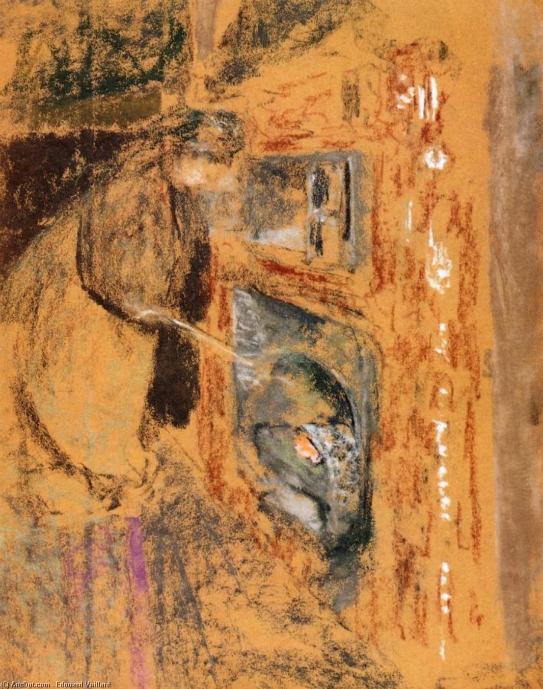 Wikioo.org - Bách khoa toàn thư về mỹ thuật - Vẽ tranh, Tác phẩm nghệ thuật Jean Edouard Vuillard - Woman in Front of the Fireplace
