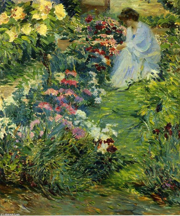 Wikioo.org – L'Encyclopédie des Beaux Arts - Peinture, Oeuvre de John Leslie Breck - femme dans a jardin