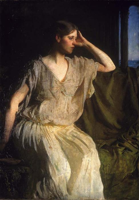 Wikioo.org – L'Enciclopedia delle Belle Arti - Pittura, Opere di Abbott Handerson Thayer - Donna in abito Grecian