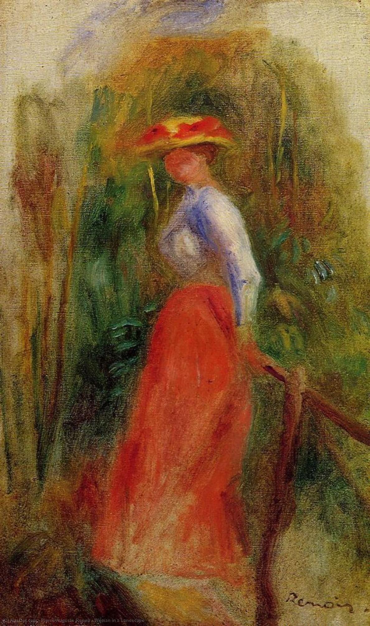 Wikioo.org – L'Encyclopédie des Beaux Arts - Peinture, Oeuvre de Pierre-Auguste Renoir - femme dans a paysage