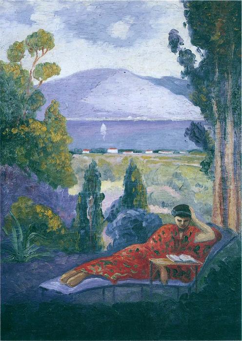 Wikioo.org - The Encyclopedia of Fine Arts - Painting, Artwork by Henri Lebasque - Woman in a Mediterranean landscape