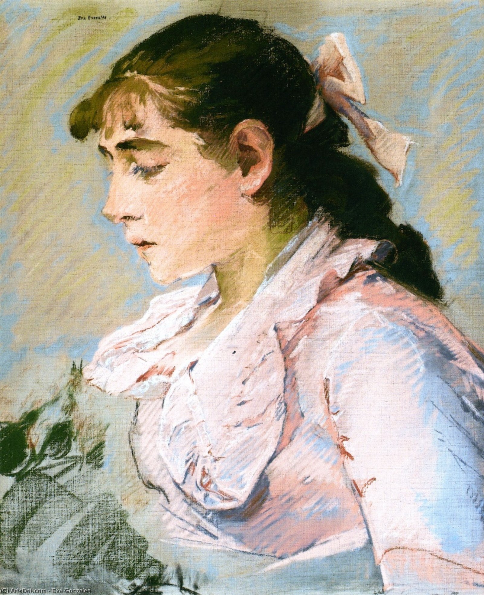 Wikioo.org – La Enciclopedia de las Bellas Artes - Pintura, Obras de arte de Eva Gonzales - la mujer cómo  clavel