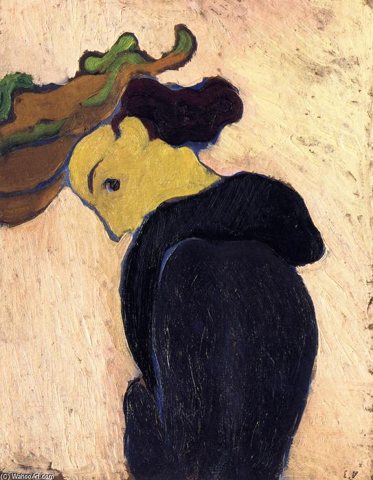 Wikioo.org - The Encyclopedia of Fine Arts - Painting, Artwork by Jean Edouard Vuillard - Woman in Profile Wearing a Green Hat