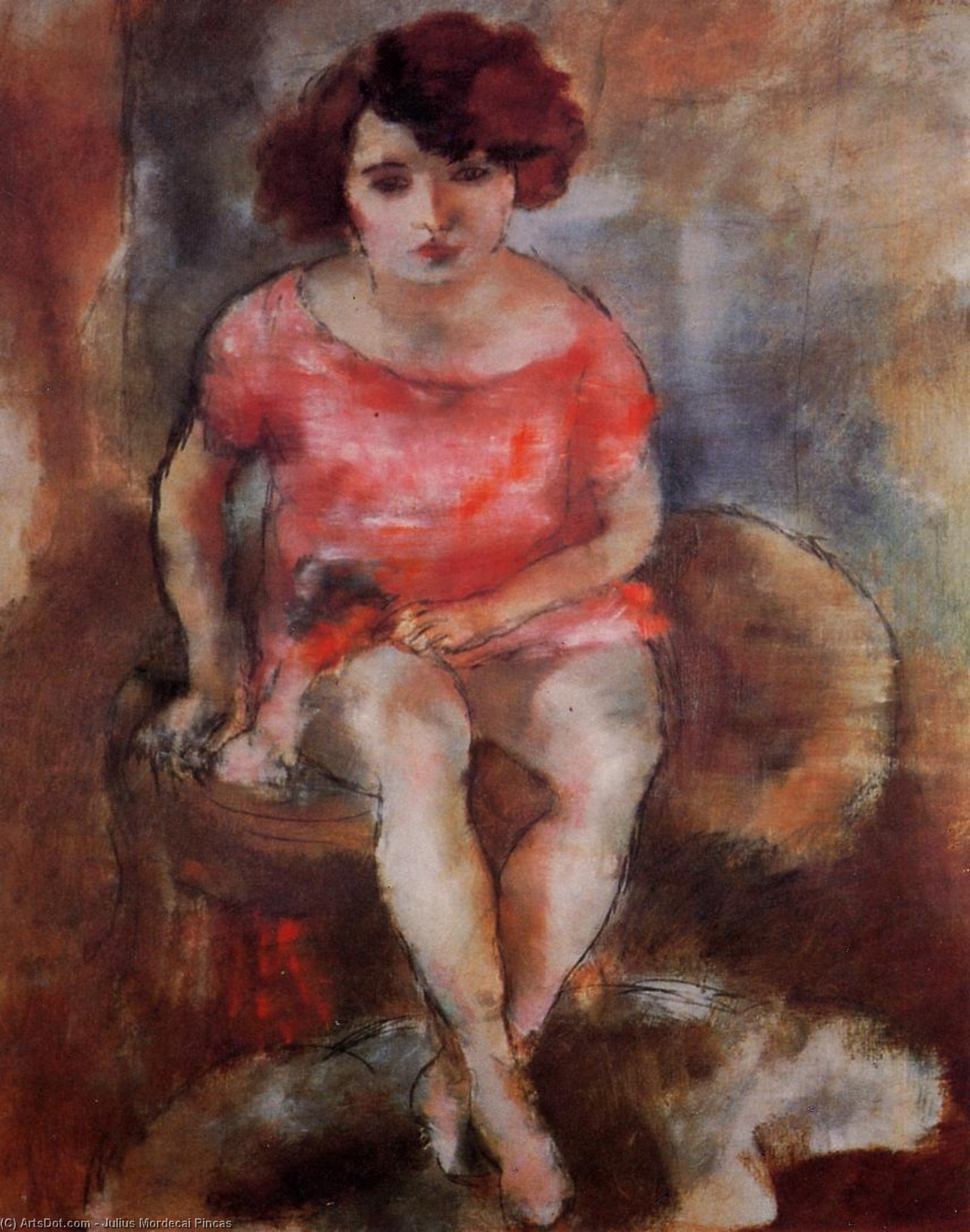 WikiOO.org - Güzel Sanatlar Ansiklopedisi - Resim, Resimler Julius Mordecai Pincas - Woman in Red