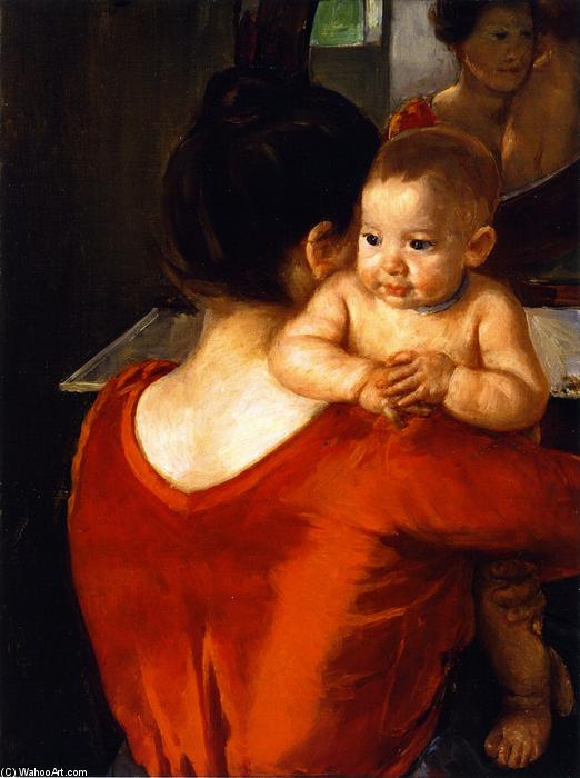 Wikioo.org - The Encyclopedia of Fine Arts - Painting, Artwork by Mary Stevenson Cassatt - Woman in a Red Bodice and Her Child