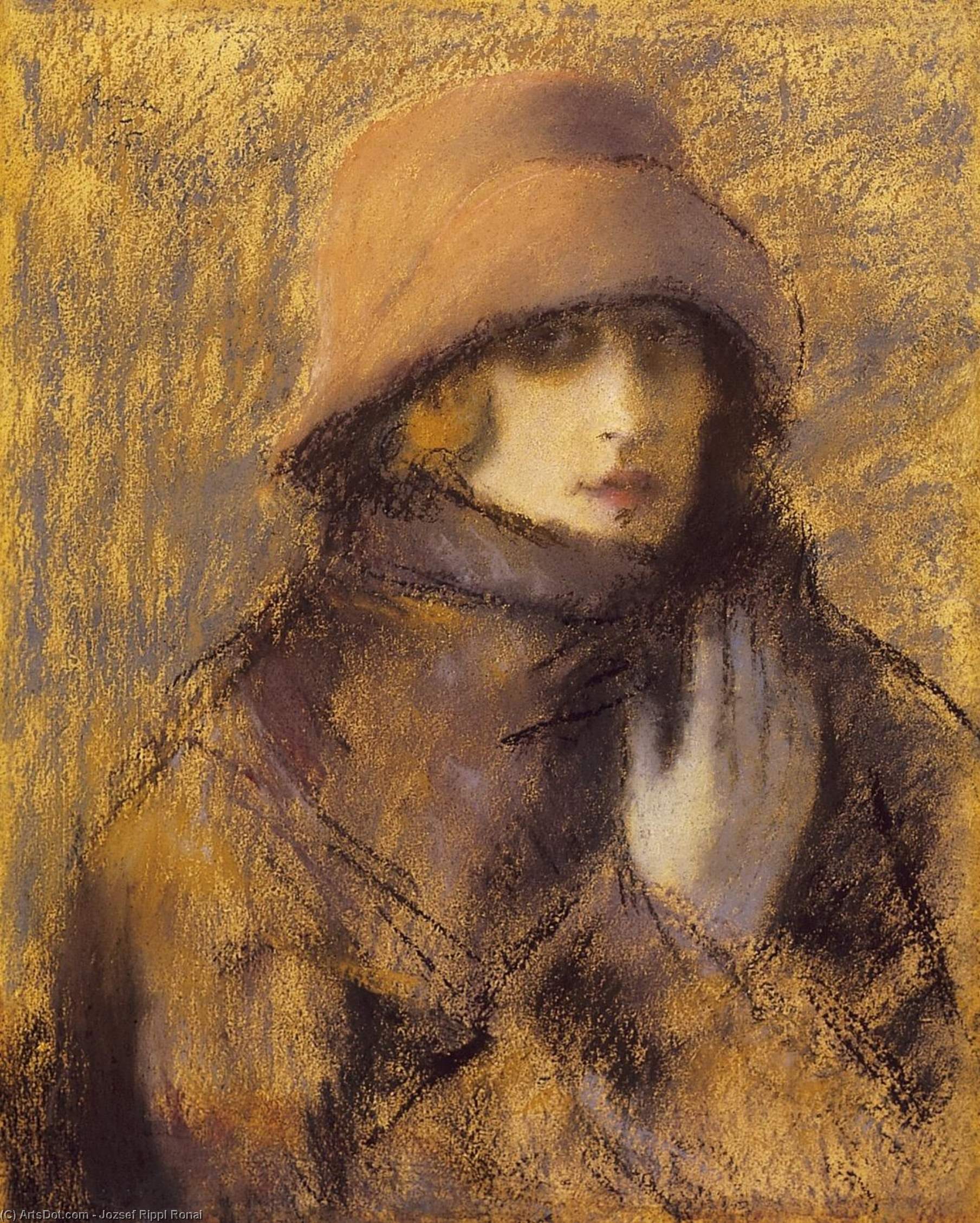 Wikioo.org – L'Encyclopédie des Beaux Arts - Peinture, Oeuvre de Jozsef Rippl Ronai - femme dans rouge chapeau